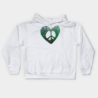 Peace Heart Aqua Grunge Kids Hoodie